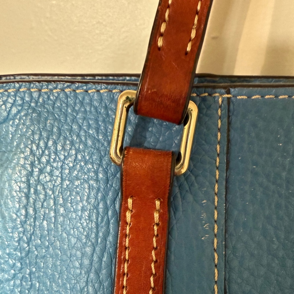 Dooney & Bourke Blue and Brown Leather Tote - Picture 5 of 12